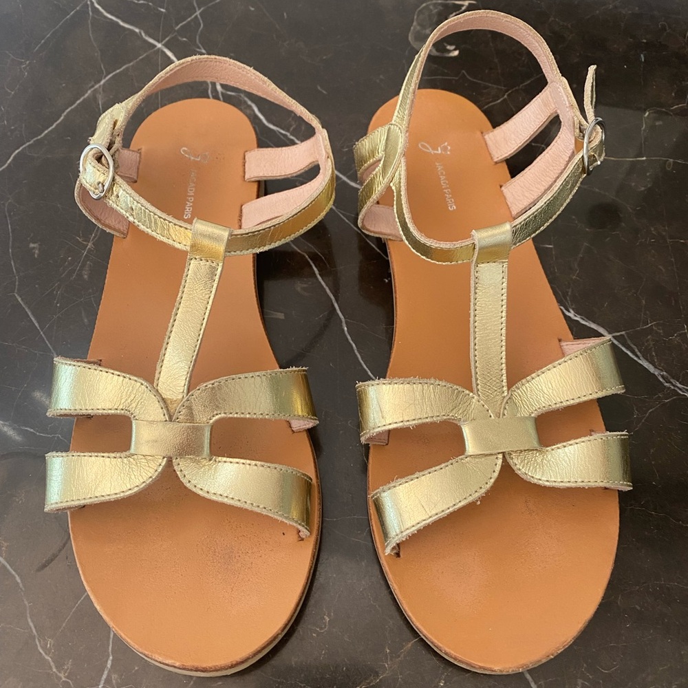 Jacadi Paris Girls Leather Sandals – Size 37 (US Big Kid 5)
